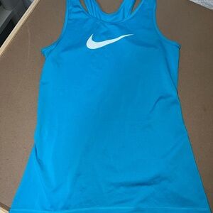 Nike Women's Blue Workout Tank Top Center Swoosh